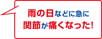 雨の日などに急に関節が痛くなった！