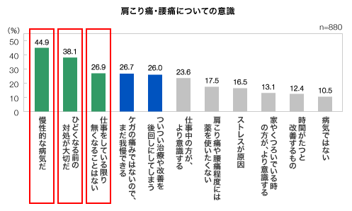 グラフ：肩こり痛・腰痛についての意識